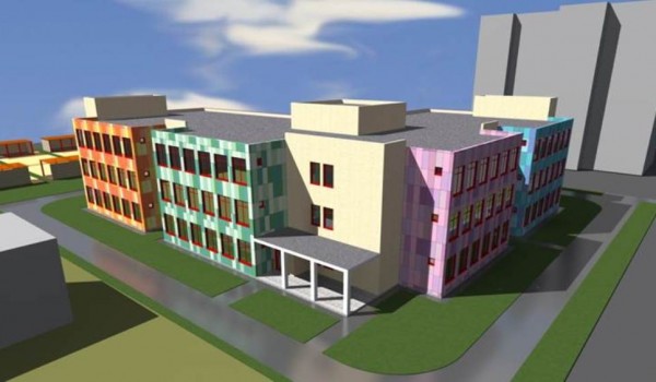 Школа с разноцветными окнами появится на месте снесенных пятиэтажек в ЮЗАО