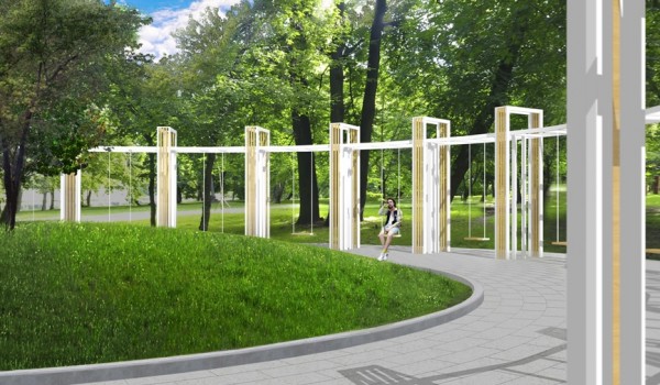 В парке «Усадьба Люблино» приступили к созданию площадки с качелями