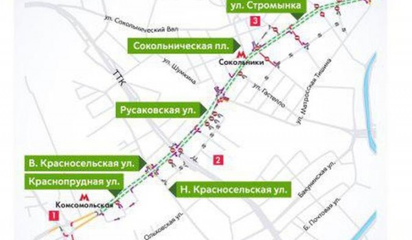 Для строительства БКЛ метро будет ограничено движение в районах Красносельский, Сокольники и Преображенское