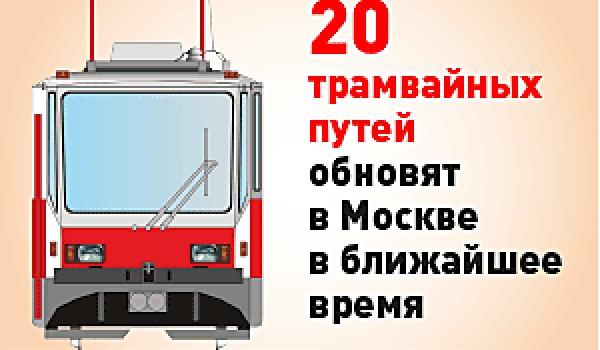 20 трамвайных путей обновят в Москве в ближайшее время