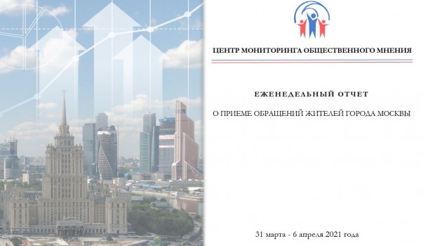Еженедельный отчет Центра мониторинга общественного мнения при Правительстве Москвы по поступившим обращениям москвичей