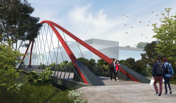 Монолитные конструкции пешеходного моста через Яузу возводятся в рамках строительства ТПУ «Электрозаводская»