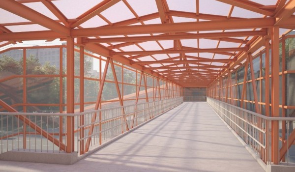Смонтированы все три пролета пешеходного моста через Яузу