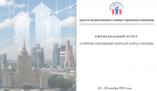 Еженедельный отчет Центра мониторинга общественного мнения при Правительстве Москвы по поступившим обращениям москвичей