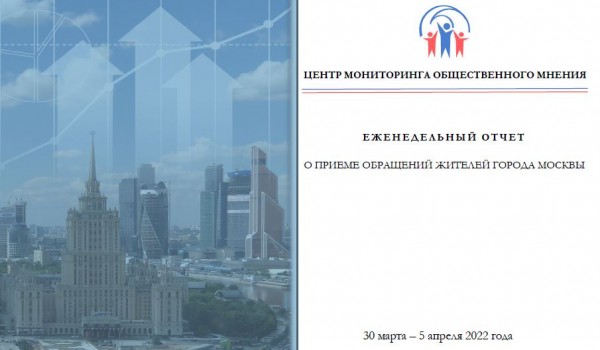 Еженедельный отчет Центра мониторинга общественного мнения при Правительстве Москвы по поступившим обращениям москвичей