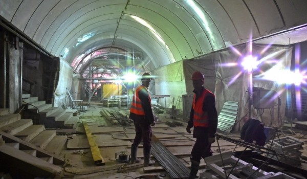 Отделочные работы стартовали в вестибюле строящейся станции «ЗИЛ» Троицкой линии метро