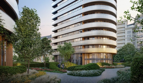 Фасадные работы начались в жилом комплексе на Фрунзенской набережной