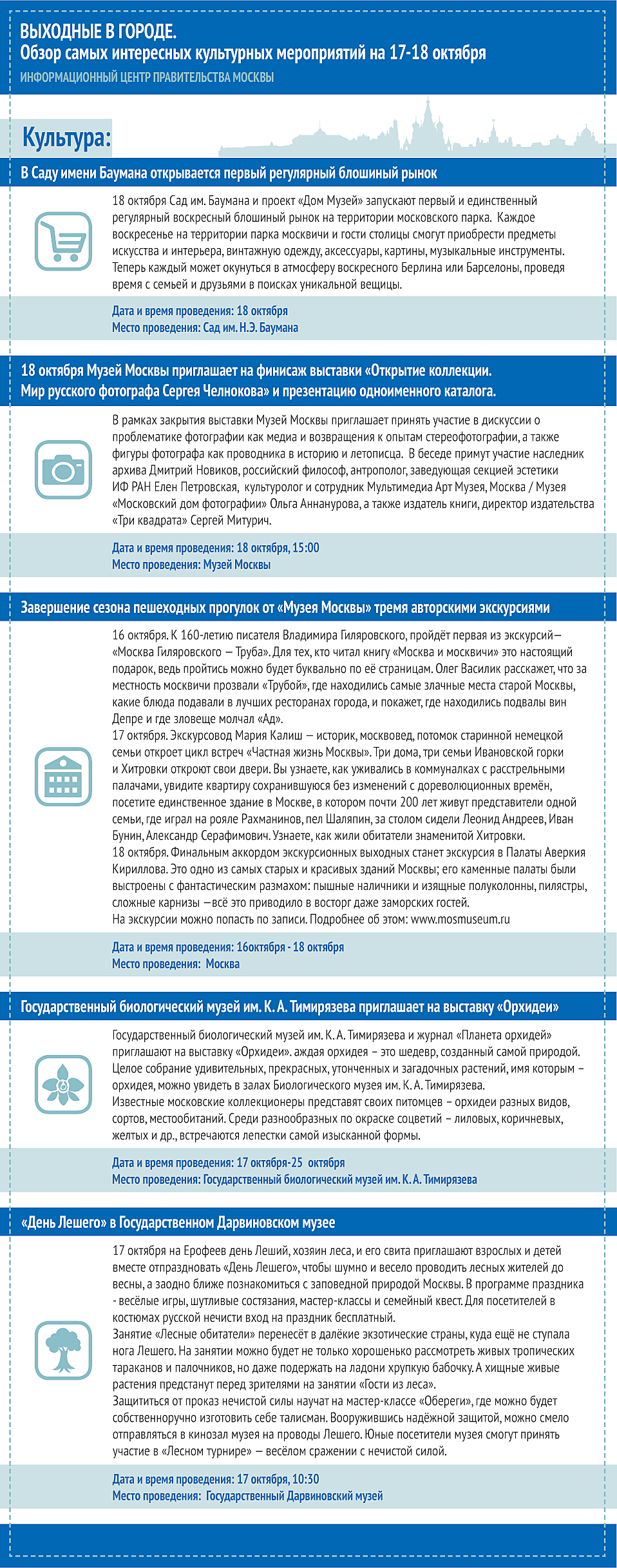 Обзор самых интересных культурных и спортивных мероприятий на 17-18 октября