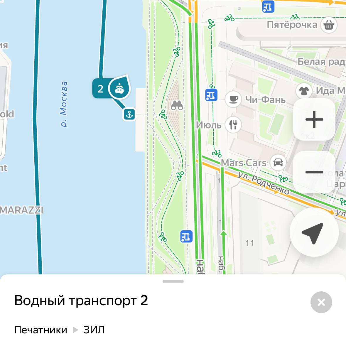 Новый маршрут городского водного транспорта появился в онлайн-картах