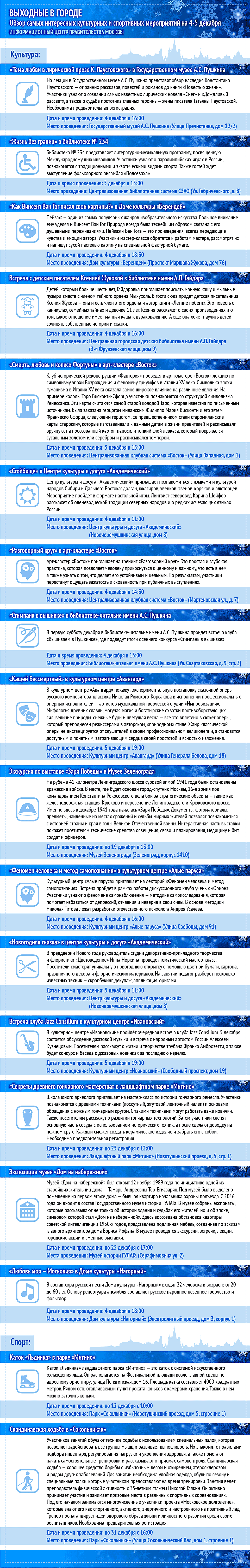 Обзор самых интересных культурных на 4 - 5 ноября